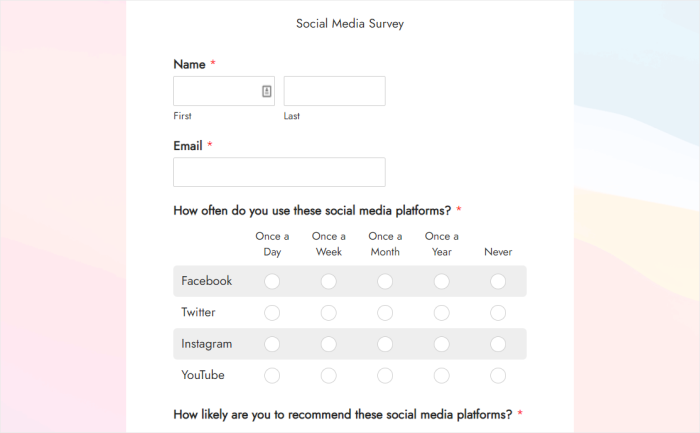 social media survey example