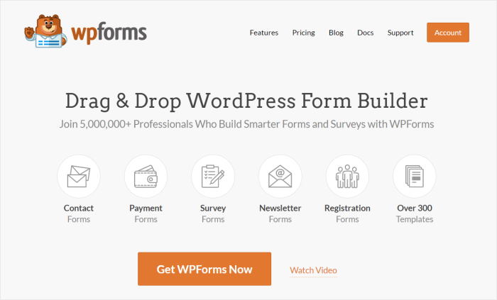 wpforms homepage form builder plugin