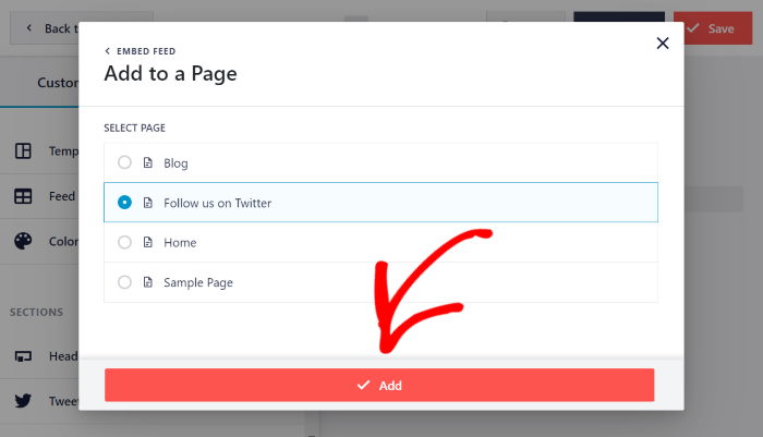 add twitter feed to a new page