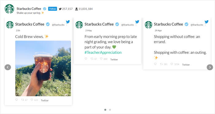 example of twitter carousel feed on your website