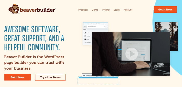 beaver builder homepage wordpress