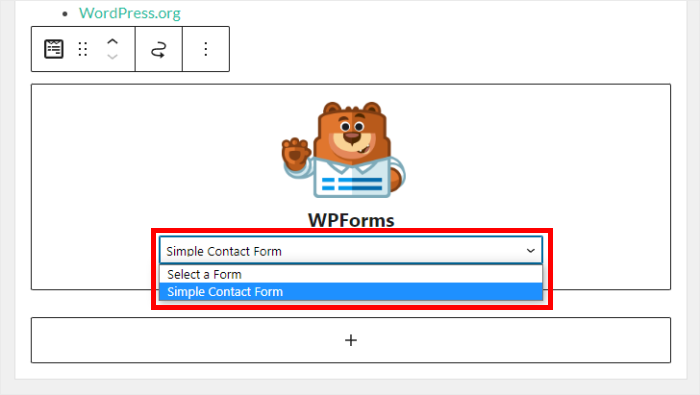 choose your contact form widget