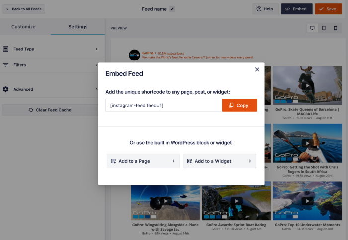 embed feed from live editor youtube