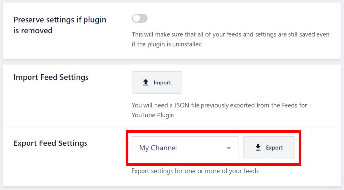 export youtube feed easily