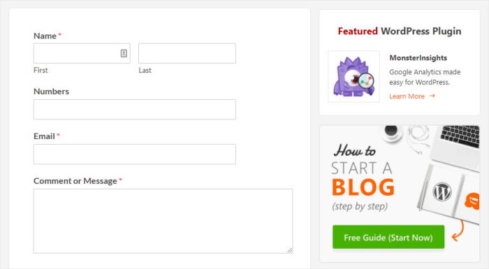 show contact us form widget on your website