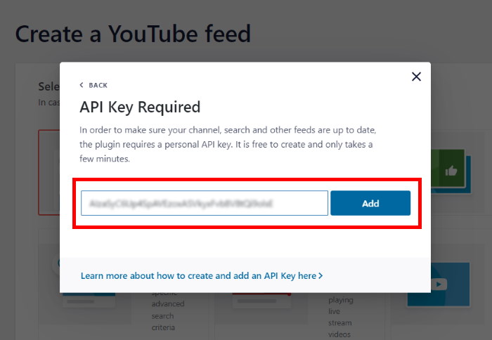 add api key youtube