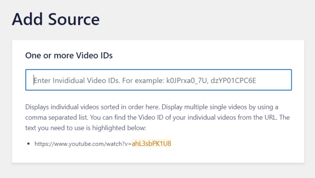 add video source youtube feed pro