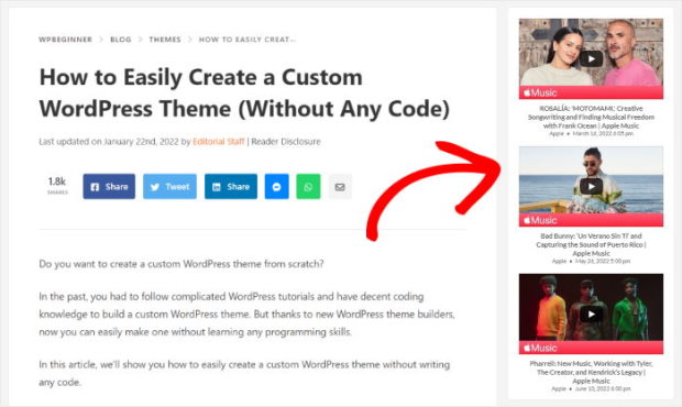 add youtube feed to your sidebar