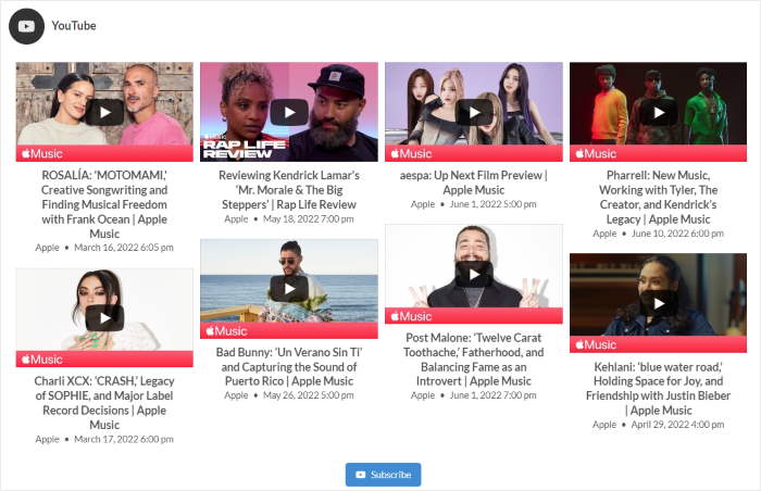 carousel layout for youtube feed pro