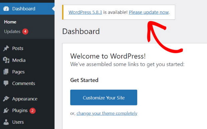 update your wordpress website