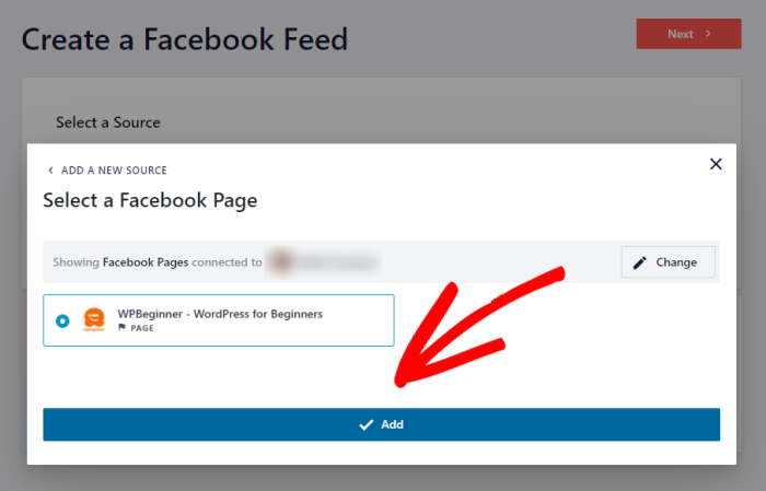 confirm facebook feed source