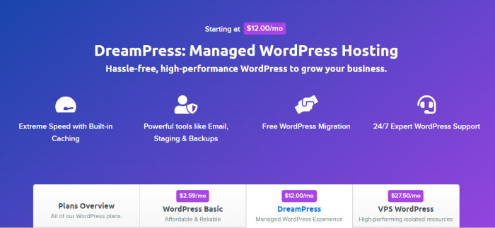dreamhost dreampress managed hosting