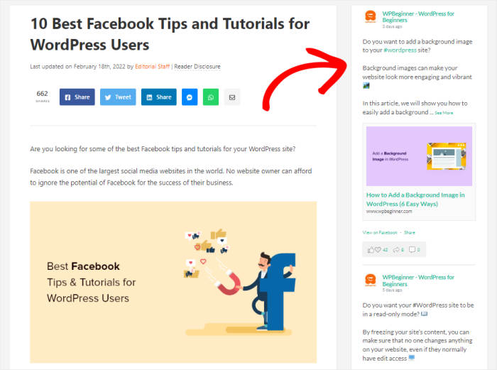 facebook widget in the sidebar