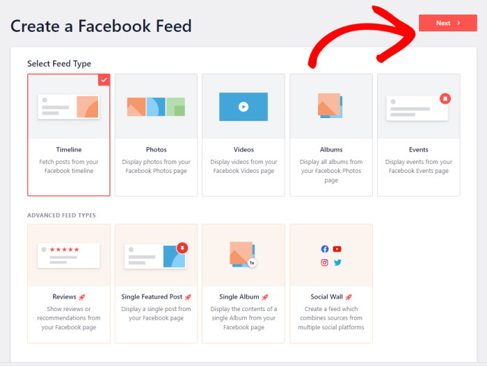 select your facebook feed type