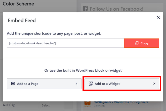 add to a widget facebook feed free