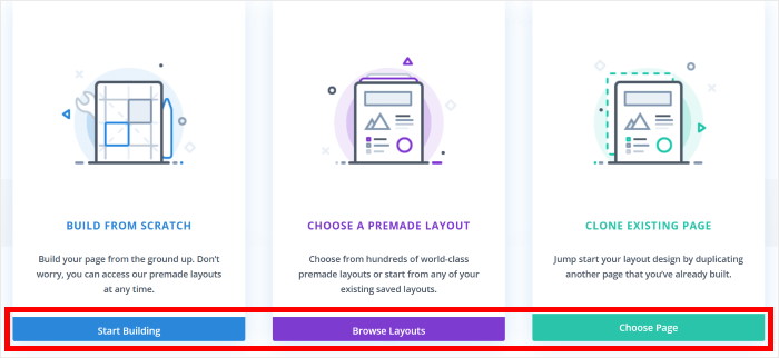 choose divi builder option