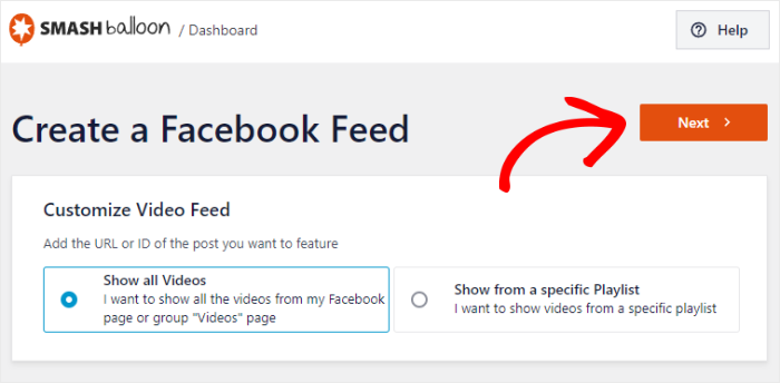 choose video feed type facebook