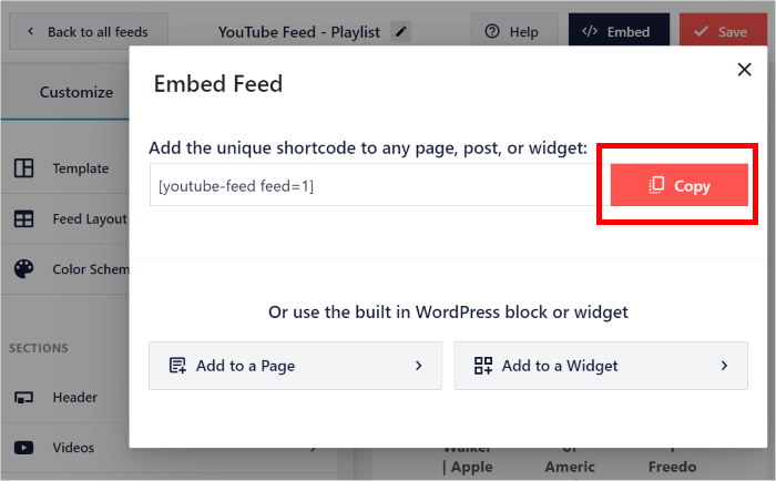 embed your shortcode in youtube