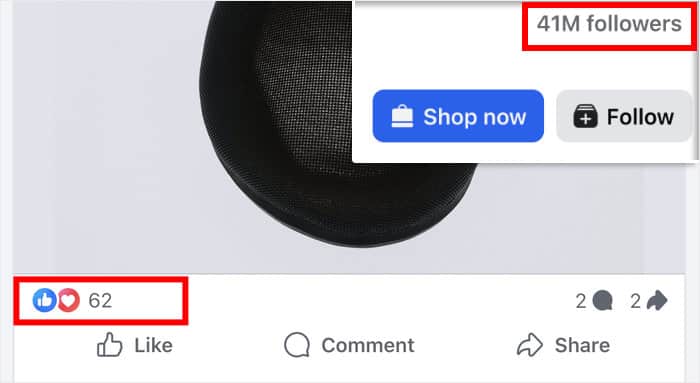 example of low engagement facebook post