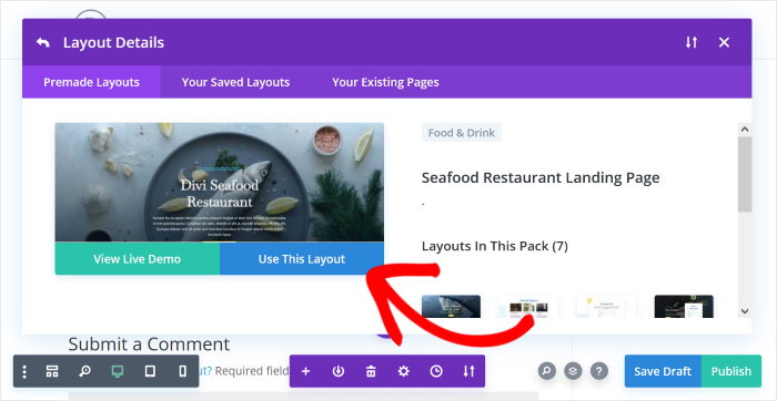 import layout for divi
