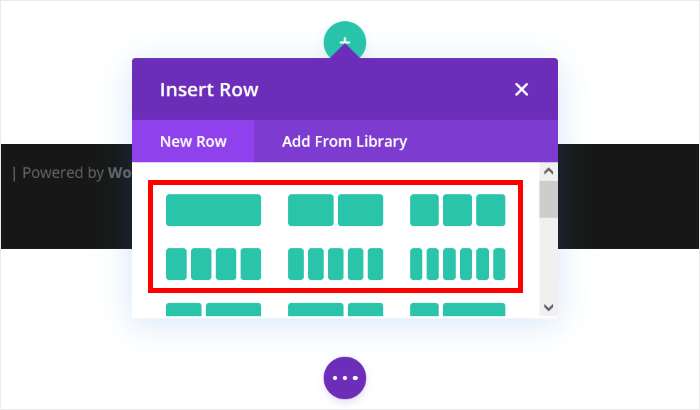 insert row into divi website