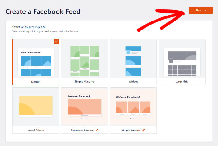 select new facebook feed template