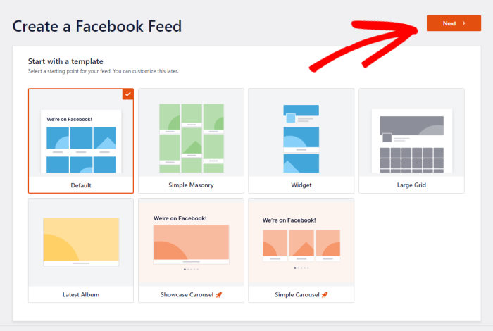 facebook feed template options