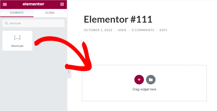 shortcode block for elementor