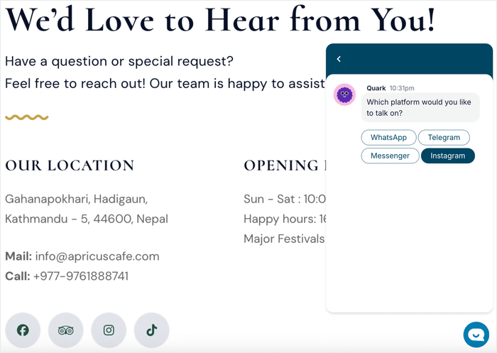 example of instagram chat assistant