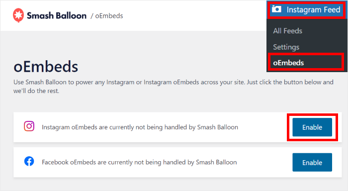 enable instagram oembeds