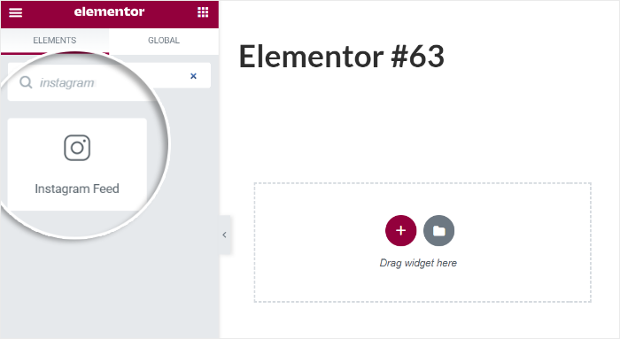 search for instagram feed widget elementor