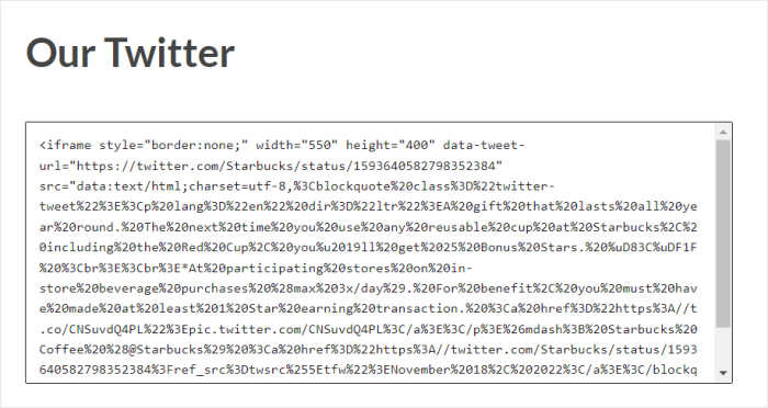 twitter iframe manually embed