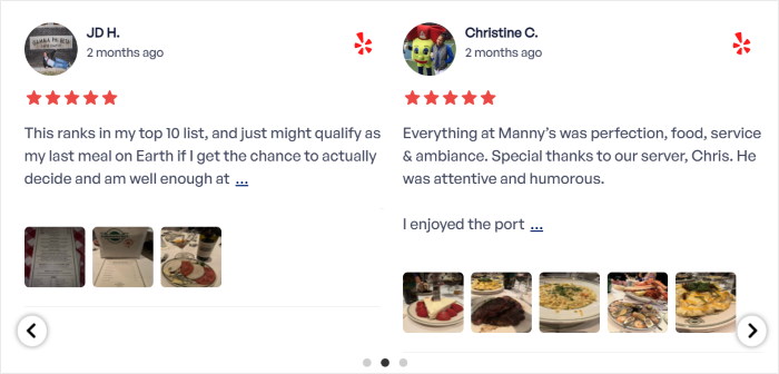 carousel reviews feed layout