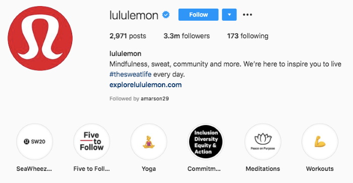 example of instagram marketing lululemon