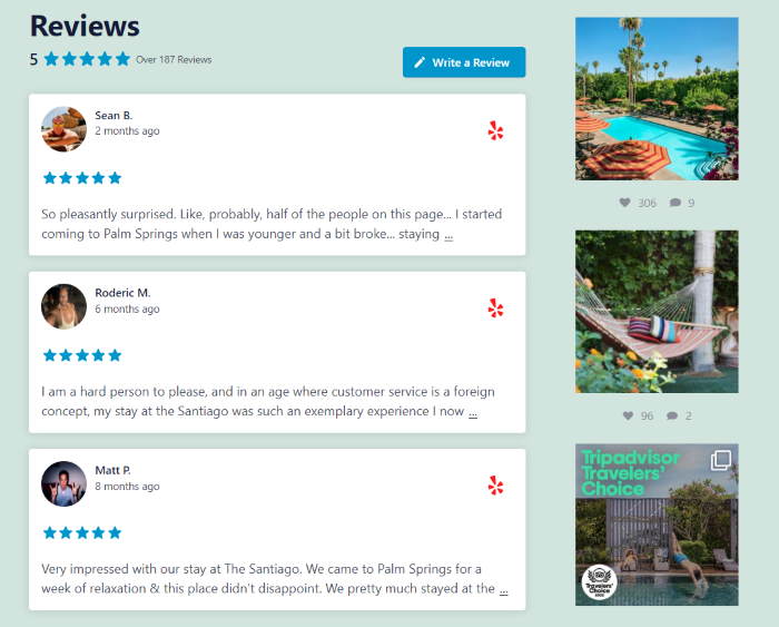 list layout reviews feed