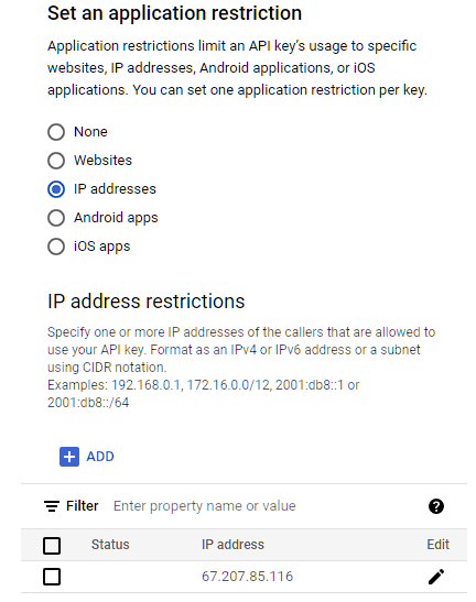 IP Restriction section for Reviews Feed