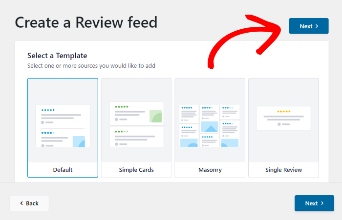 select your reviews feed template