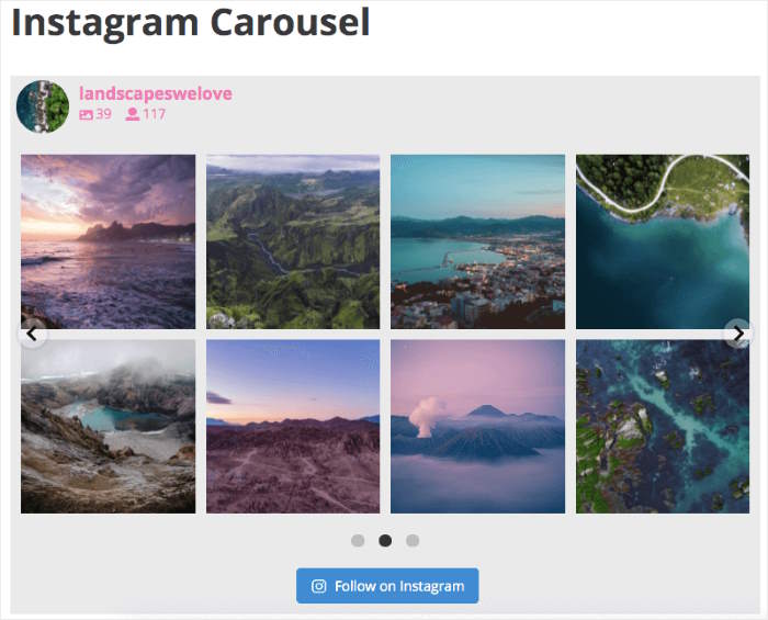 boxed instagram carousel slider example