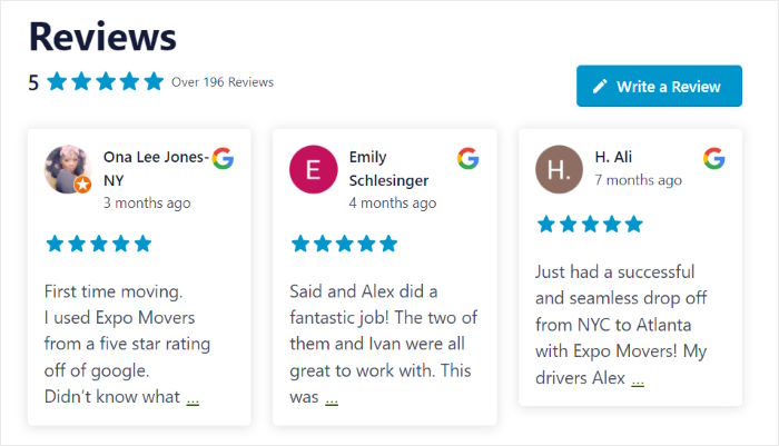 example of social review wall