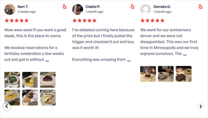 reviews feed with images