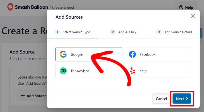 select google feed type