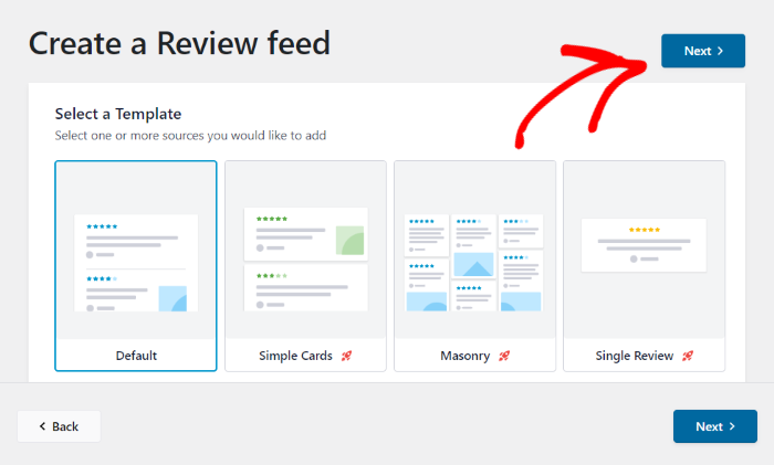choose default feed template reviews feed lite