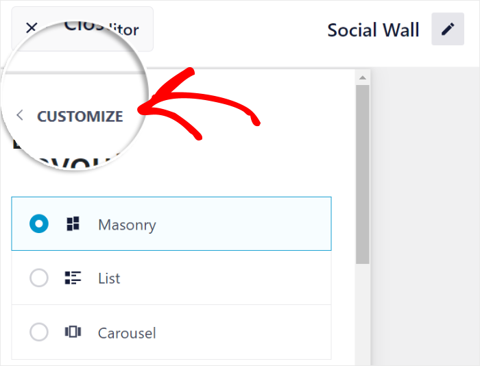 customize your social wall again