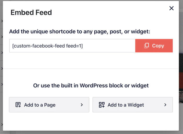 embed options for a facebook feed