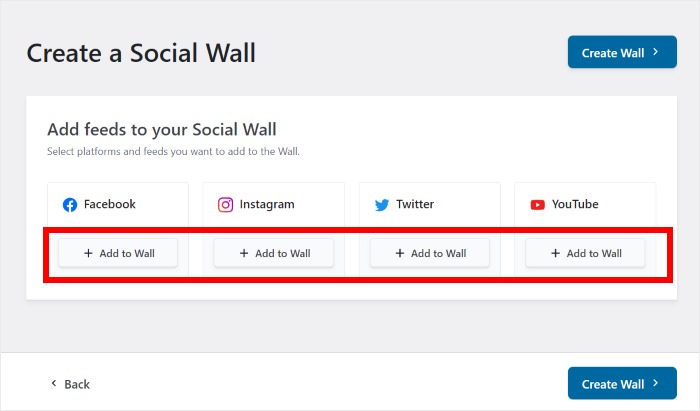 select sources for social wall