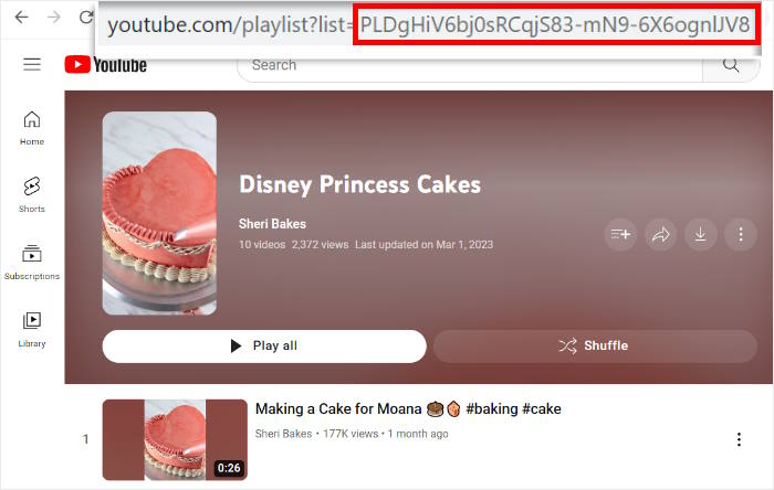 copy playlist id youtube shorts