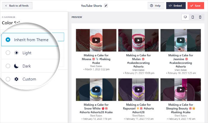 select your youtube shorts colors