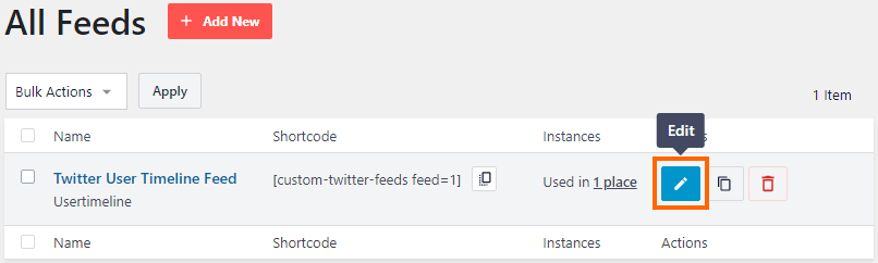 Edit feed settings