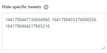 Hide specific tweets box with example tweet IDs