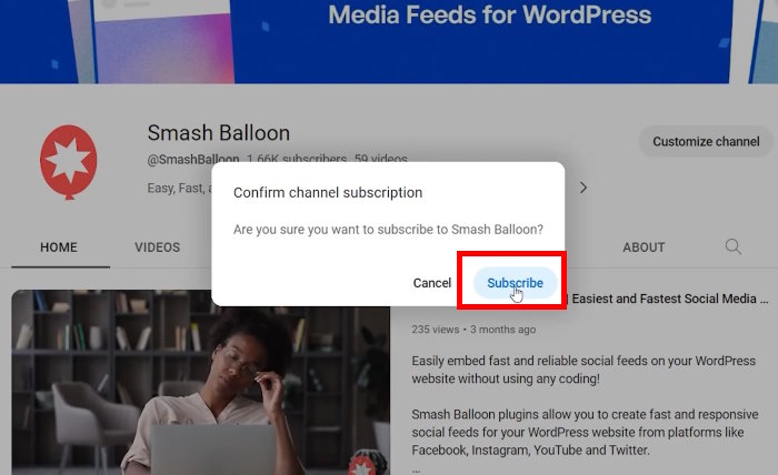 confirm subscribe youtube feed pro